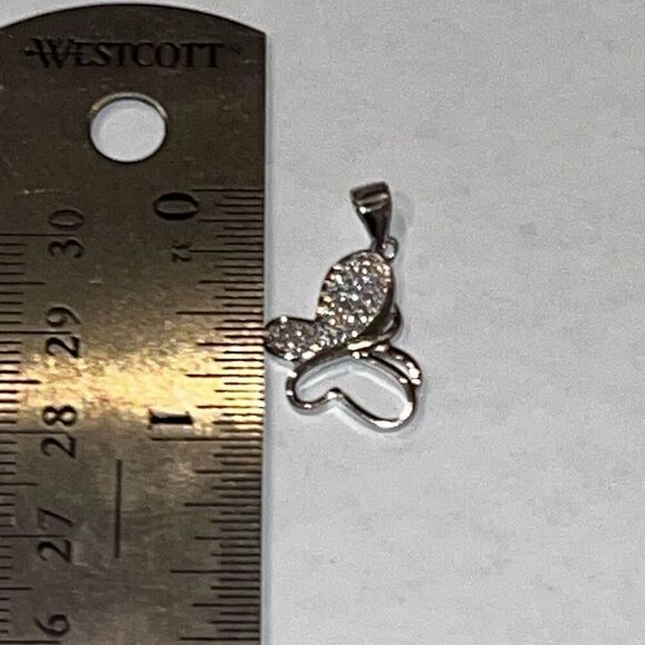 Moissanite Butterfly Pendant Necklace Sparkling Sterling Silver Dainty New - Picture 4 of 5